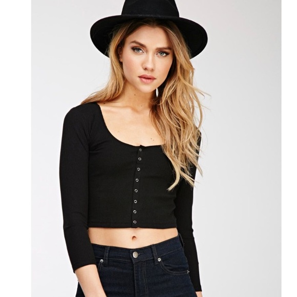 Forever 21 black button up sweater - Picture 1 of 3